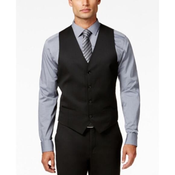 Alfani Men's Slim-Fit Stretch Tuxedo Vest Performance Black Size Medium NWT - Picture 1 of 6